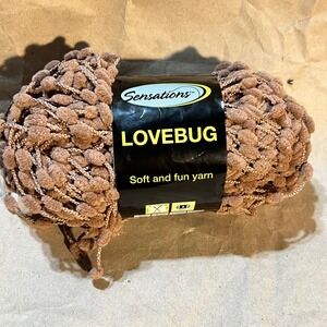 Sensations 3.5oz Lovebug Yarn Brown‎ Bulky Pom-Pom Novelty Polyester 102yds